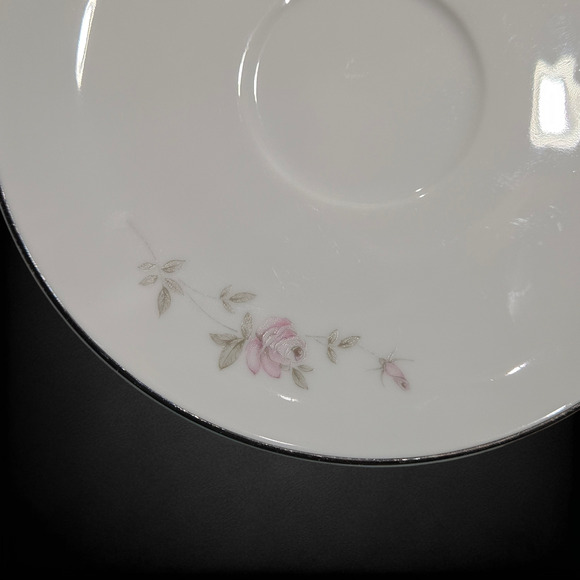 1960s Vintage Noritake Bellemead Porcelain Silver Trimmed Floral 6 Saucer Plates - Picture 7 of 10